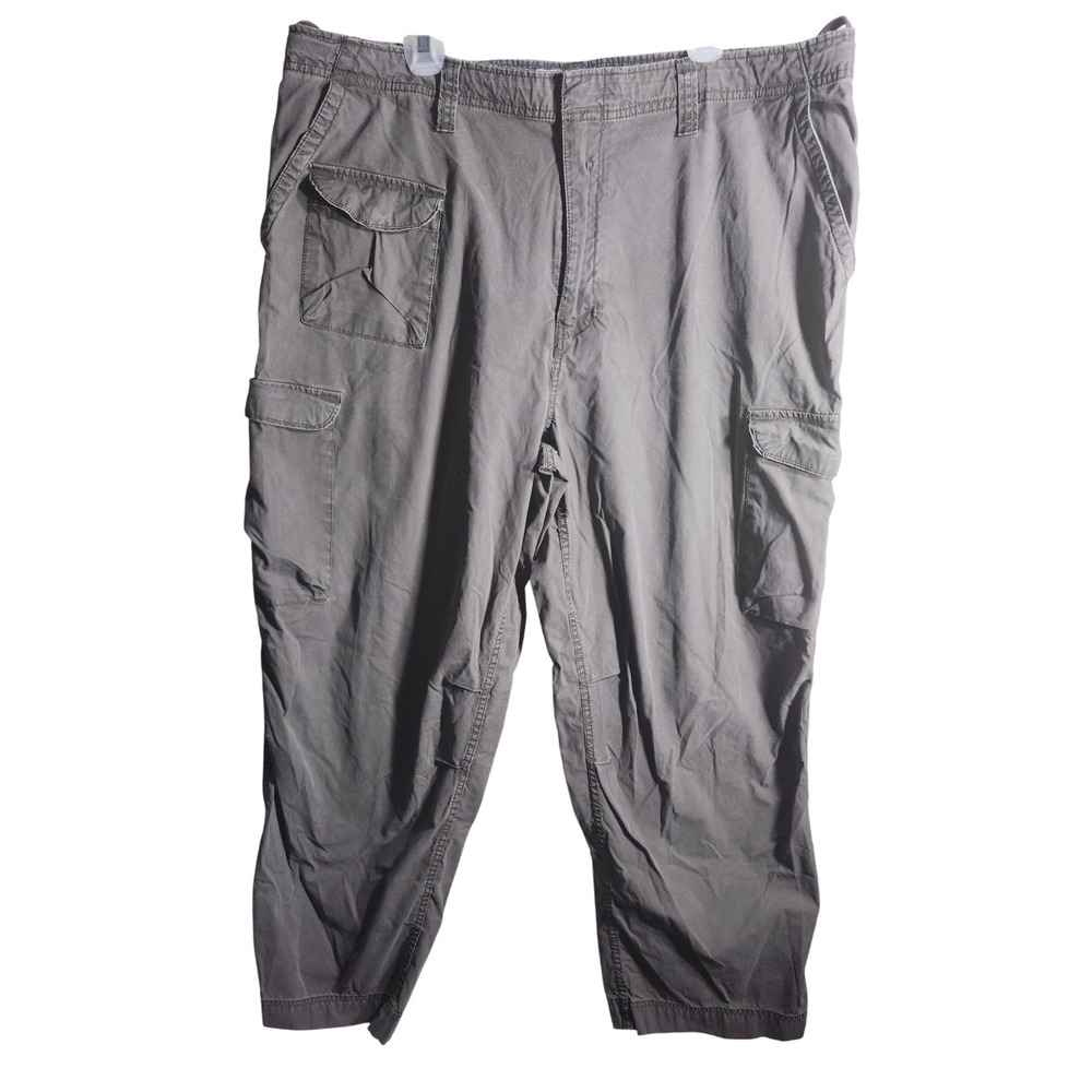 VTG Old Navy Cargo Pants Men's 42x31 Gray Cotton Zip Pockets Relaxed‎ Fit VTG